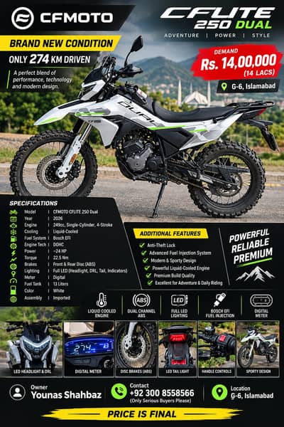 CFMOTO CFLITE 250 Dual 2026 | Brand New Condition | Only 274 KM Driven