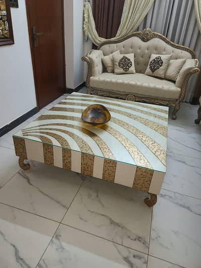 Designer Center Table with Matching Side Console Table – Luxury Set