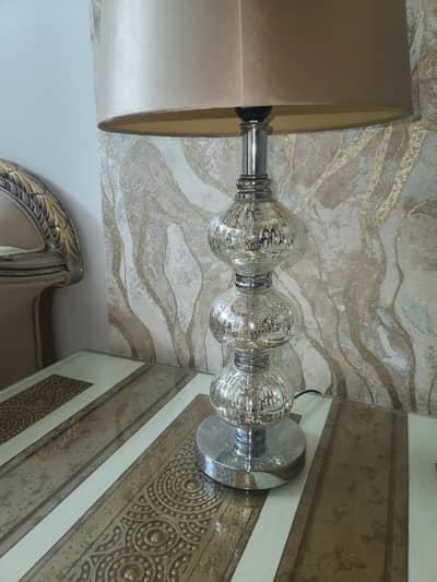 •  Antique Carved Wall Mirror & Luxury Glass Table Lamp Set