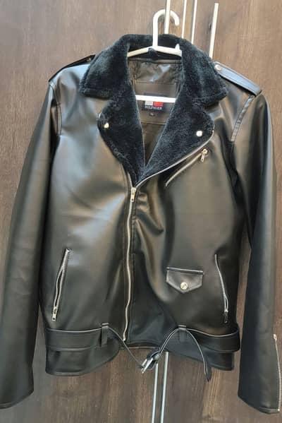 Men's Black Jacket with Fur Collar