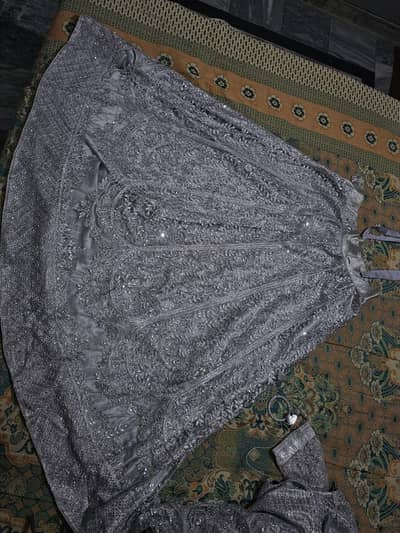 Luxury Metallic whitie Silverish Bridal Lehenga