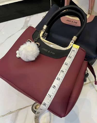 Maroon Handbag & Wallet Set for Girls with Gold Hardware