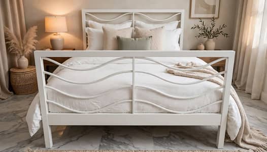 Stylish Iron Single Bed || White colour