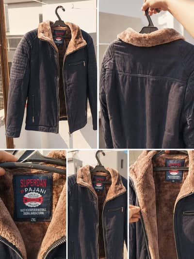 Charcoal Black with brown fur lining jacket