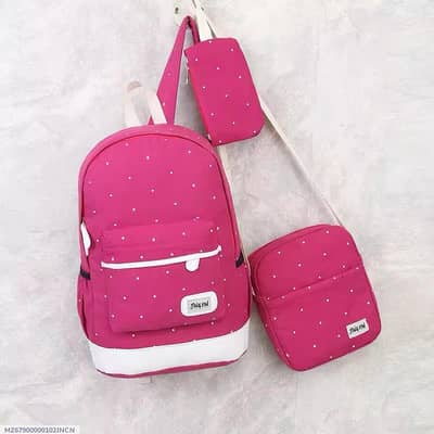 Multicolor Printed Nylon Backpack Set  | Delivery All Over Pakistan