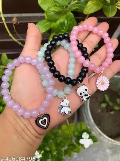 Multicolor beaded bracelet with cute charm pendant for women free deli