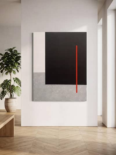 Noir Line - Modern Minimalist Abstract Painting - N