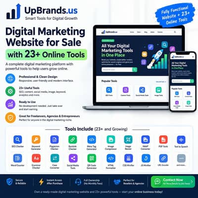 Digital Marketing Website for Sale with 23+ Online Tools