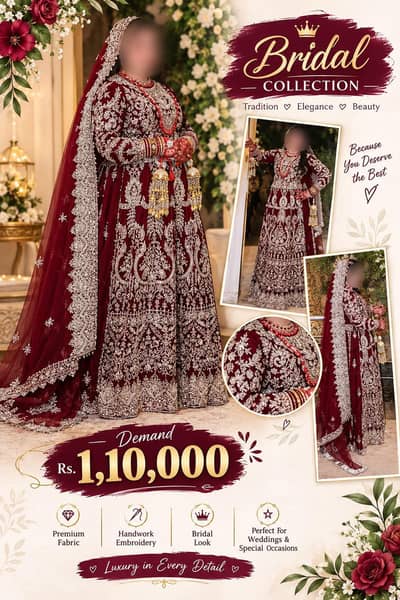Maroon Bridal Lehenga | Heavy Embroidered  Lehenga | Barat Dress