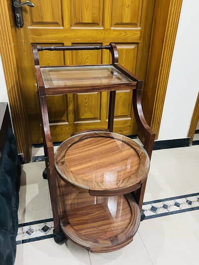 wooden tea trolley