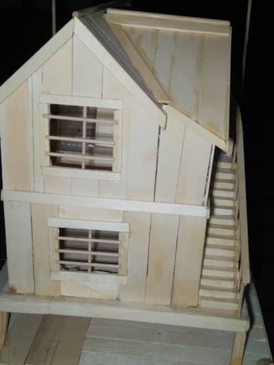 Handmade Wooden Miniature House | 2-Storey Balcony Model