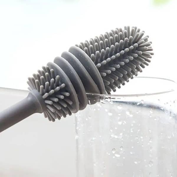Long Handle Silicone Milk Bottle Brush Glass Bottle Cleaning Brush Multifunction Cup Mouth Scrubber Household Cleaning Tool