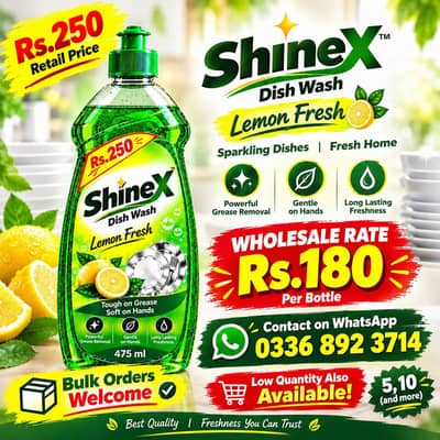 ShineX Lemon Fresh Dish Wash 475ml | Wholesale Rs. 180 | Retail Rs. 250