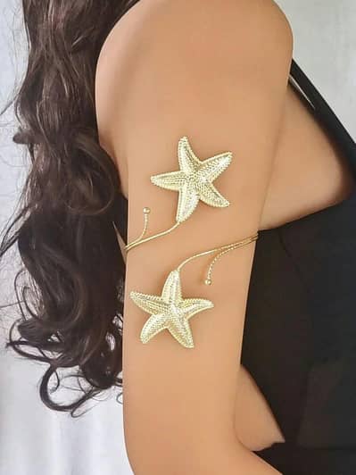 gold-plated starfish arm cuff bracelet