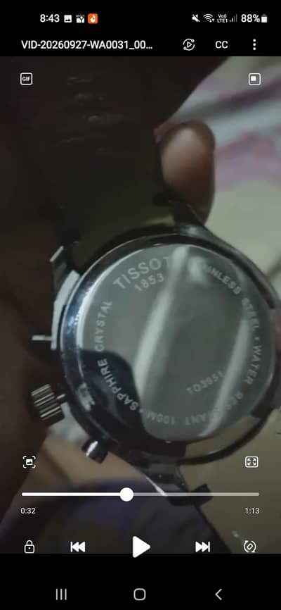 TISSOT, SAPPHIRE CRYSTAL, STAINLESS STEEL aur T100