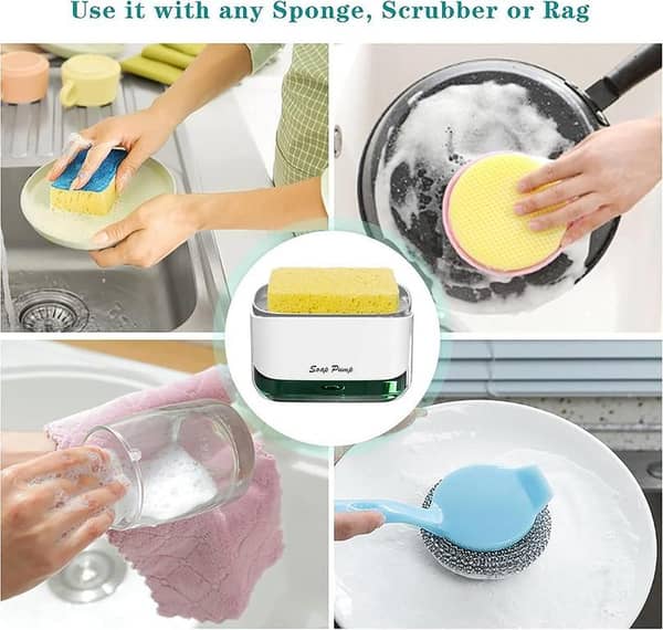 2 in 1 Liquid Soap Dispenser Automatic Soap Pump With Sponge Holder Latest Kitchen Tool Good Quality