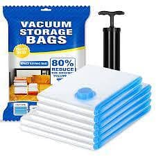 Vacuum Storage Bags 5 Bag And 1 Suction Pump for Travel Space Saver