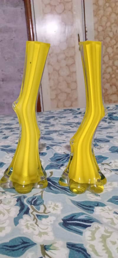 Pair of Yellow Glass Bud Vases