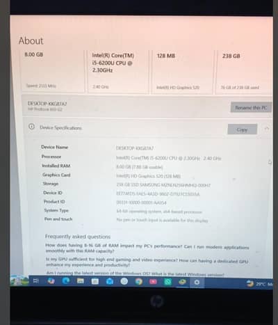 Hp ProBook 650G2 | Core i5 6th Gen | 8Gb RAM | 256GB SSD | 10/10 Condi