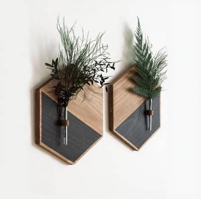 MDF Wood Wall Planters Black Brown Modern Home Decor