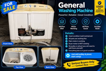 General Washing Machine – Used, Motor Working – For Sale