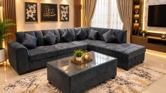 SOFA L SHAPE 6 SEATER WITH TABLE BRAND NEW PLZ CALL 03281010987