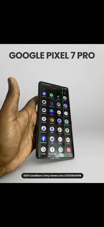`Google Pixel 7 Pro - 10/9 Condition - Only Green Line - Urgent Sale