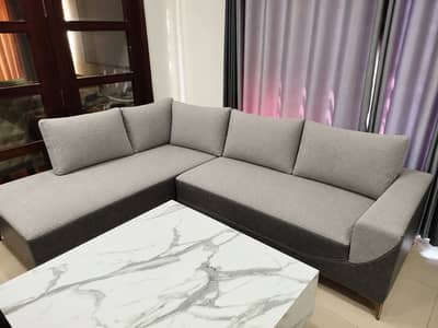 Premium 5 Seater L-Shaped Sofa | Spring Suspension | Leather Base