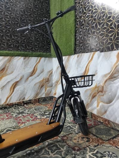 Electric Scooter Black with Basket