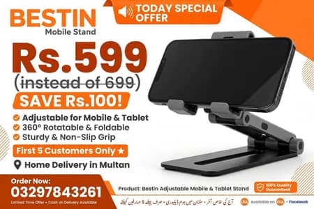 Bestin Mobile Stand Rs. 599 - Adjustable 360° - Multan Home Delivery