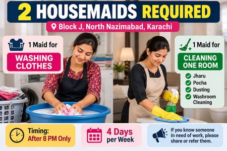 2 Housemaids Required – Laundry & Cleaning (4 Days/Week)