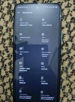 Infinix Hot 12 Play Official PTA Approved Sirf mobile he cnic sath dun