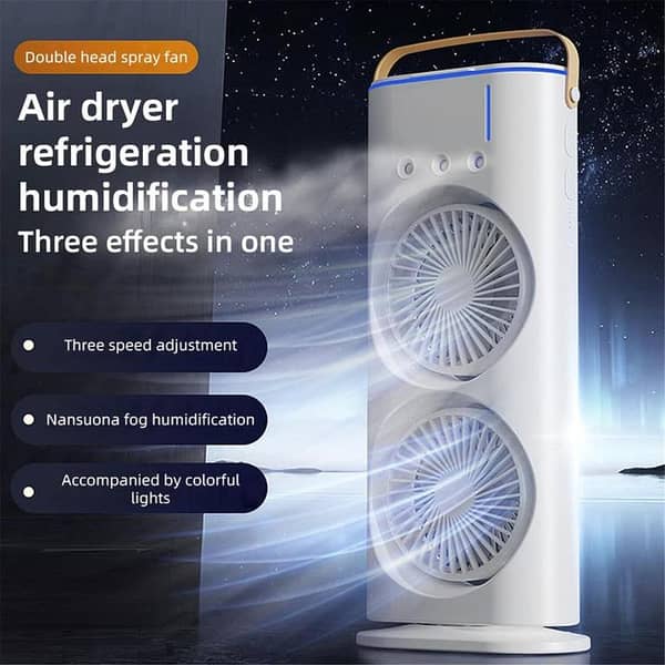 Double head tower fan with control humidifier