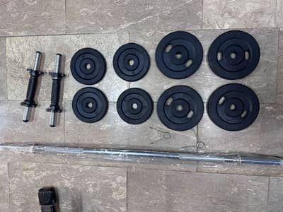 Exercise ( Rubber coated weight plates rod set)