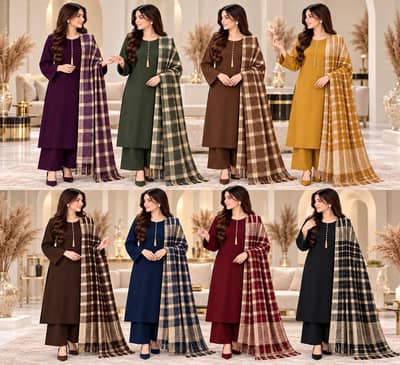 Premium Dhanak Marina Suit with Pure Pashmina Wool Shawl
