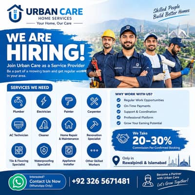 Hiring Plumbers, Electricians, Painters & Skilled Workers