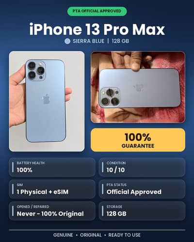 iPhone 13 Pro Max 128GB Sierra Blue – PTA Approved – 10/10