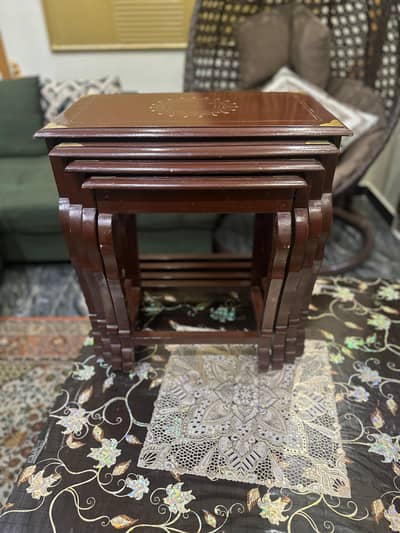 Chinioti-Style Sheesham Nested Table Set of 4.