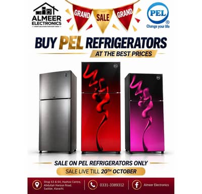 SALE ON PEL REFRIGERATORS ONLY.