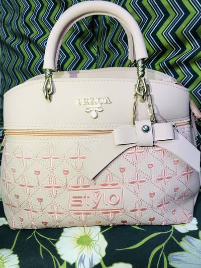 Stylo Prada Light Pink Embroidered Handbag With Long Strap Urgent Sale