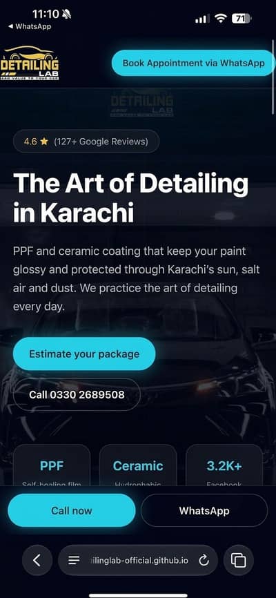 Detailing Lab - Modern Car Detailing Website Template For sale