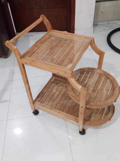 wooden tea trolley light Brown color-for drawing room decor, kitchen