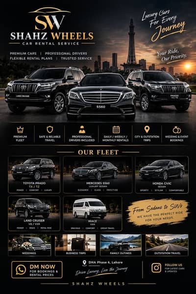 Rent a Car Lahore – Luxury SUVs & Sedans at Affordable Rates