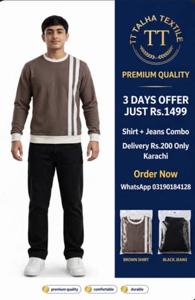 asalmualikum Karachi walo  k leye 1499 main combo shirt or jeans
