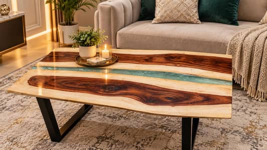 Shesham wood Epoxy center table