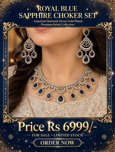 royal blue Sapphire bridal choker