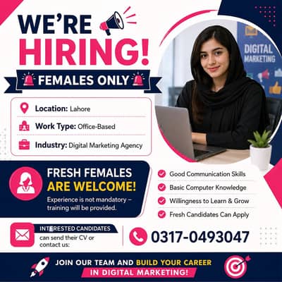 Hiring Female Staff For Sales in Digital Marketing