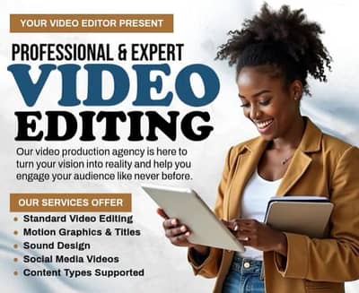 Video editing and Shopify store designing.