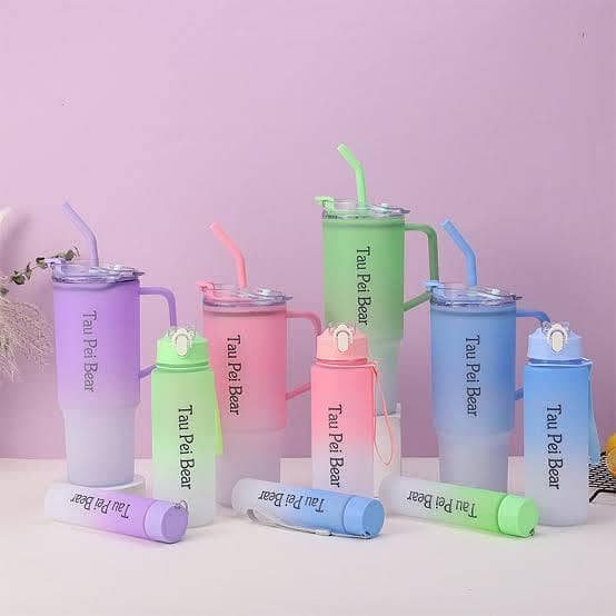 Tumbler 3pcs bottle set with straw