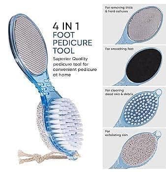 4 in 1 Pedicure Tool Callus Remover Brush – Complete Foot Care Solution